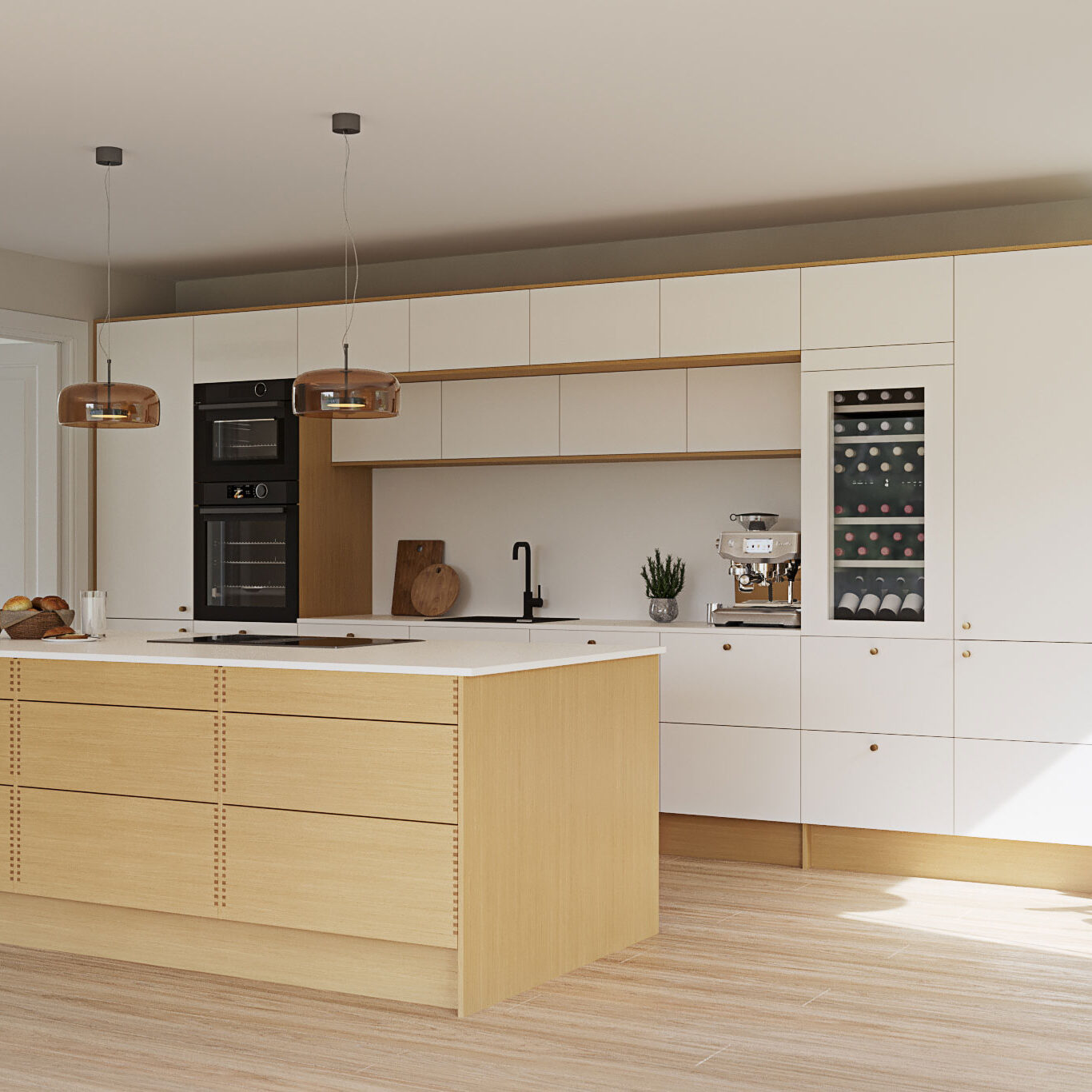 NATUR EIK kombinert med DESIGN hvit med eikekant