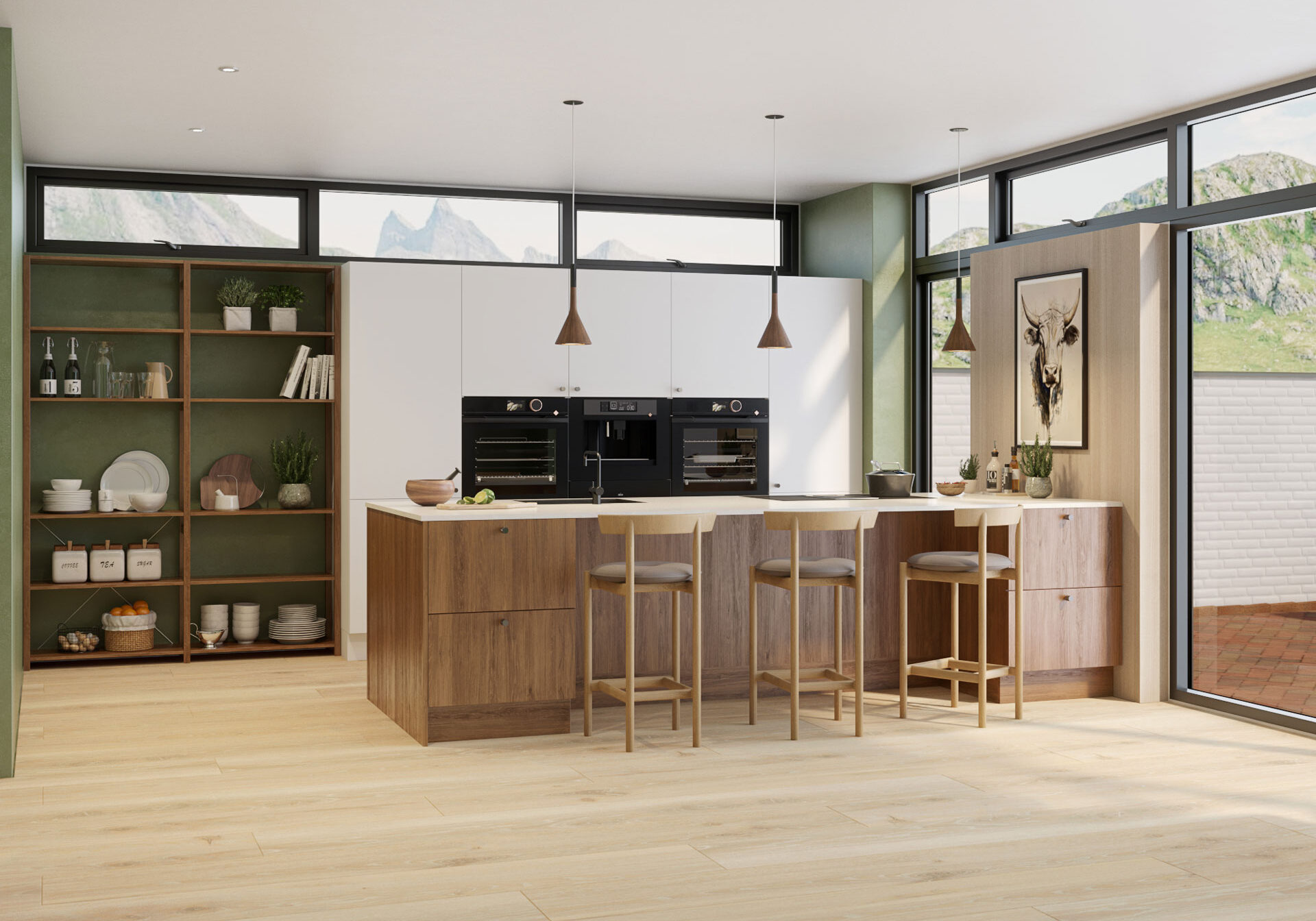 BARCELONA hvit kombinert med BERGEN brun eik